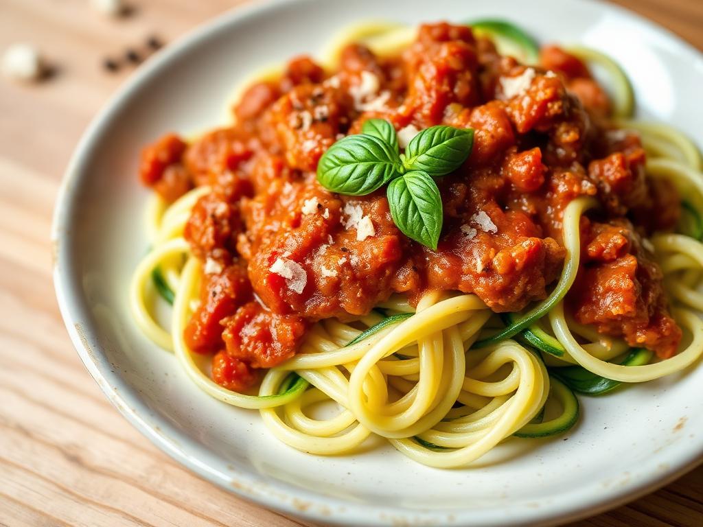 Turkey bolognese served over zucchini noodles